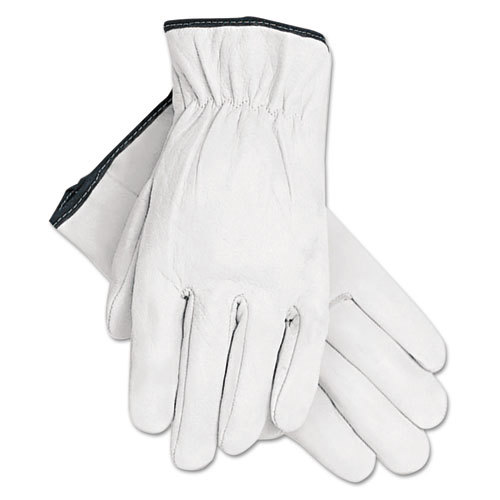 Grain Goatskin Driver Gloves, White, X-Large, 12 Pairs
